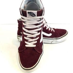 Vans Sk8 Mid Reissue Maroon Suede Canvas Sneakers